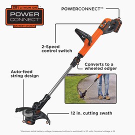 beyond by BLACK+DECKER 20V MAX String Trimmer / Edger, 12-Inch (LST522E1AEV)