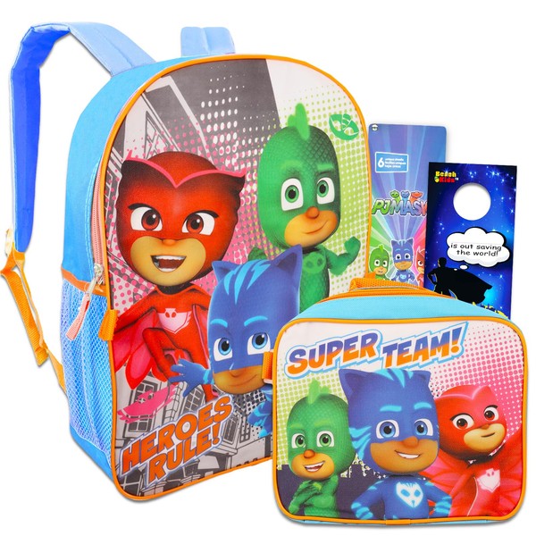 PJ Masks School Backpack With Lunch Box For Kids ~