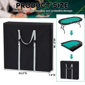 Vincreem Folding Poker Table Bag 1680D Oxford Fabric Waterproof Portable Carrying Bag Case for 10 Player 84" Oval Foldable Poker Table Storage, 43.3 x 43.3 x 7.9 Inch, Black