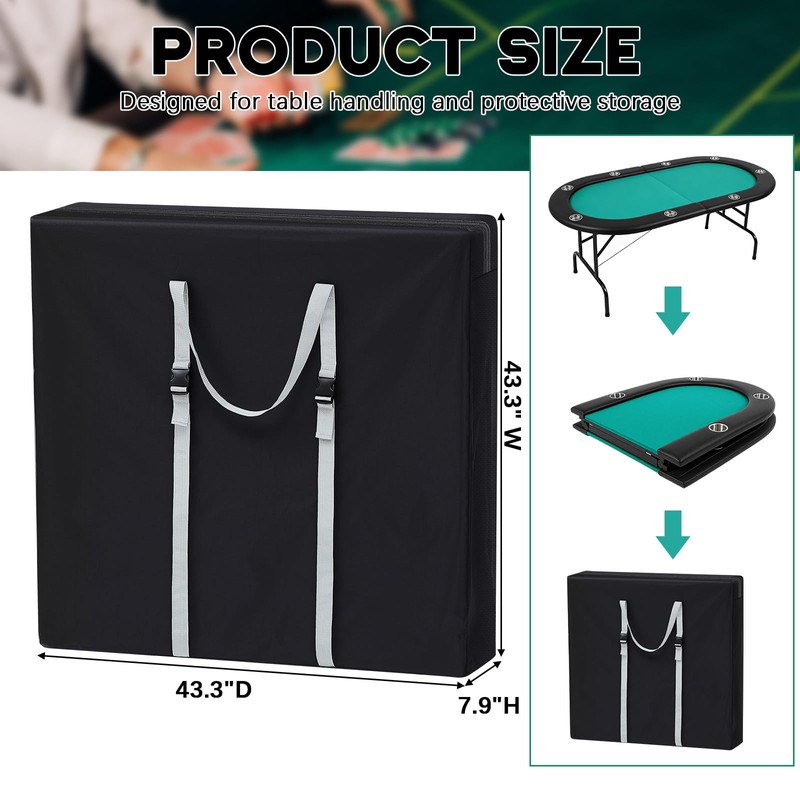 Vincreem Folding Poker Table Bag 1680D Oxford Fabric Waterproof Portable