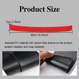 Anti-Scratch Car Door Protector, Carbon Fiber Bumper Guard with Tools, Rear Bumper Protector Guard Anti-Scratch Trunk Exterior Accessories for SUV/Cars (35.4x2.75inch, red)