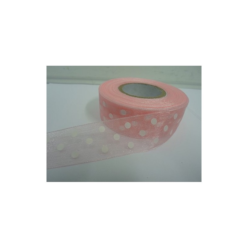 2 metres x 25mm Polka dot Sheer Organza Ribbon Baby