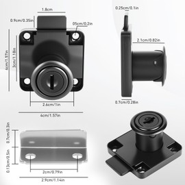 Trendecor 8 Stück Nockenschloss mit Verschiedenen Schlüssel, Schubladenschloss Schloß Schrank Set Sicherheitsschloss für Schreibtisch Schubladen Schränke Büro Möbel Schwarz
