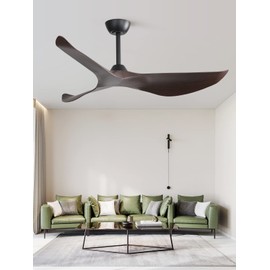 Sofucor Ceiling Fan no Lights, 52 Inch Low Profile Flush Mount Mordern Rustic Ceiling Fan with Remote for Indoor Farmhouse Bedroom Living Room Outdoor Patio Porch, Reversible DC Motor, Brown