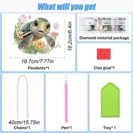 Diamond Painting Pendant Wind Chime Frundoo Diamond Painting Door Wreath Gift Girls 5 6 7 8 9 10 11 12 Years DIY 5D Diamond Painting Wind Chime with Chain for Window Wall and Entrance Decor