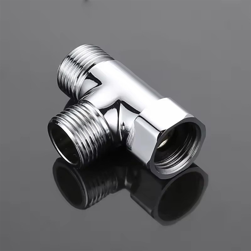 3-Way Connection Valve, Brass T Piece Water Connection Distributor, G1/2