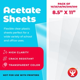 Hygloss 8.5" x 11" Acetate Paper - 7 Mil Clear Acetate Sheets for Crafts Projects, Classroom Stencil Sheets, Overhead Transparency Sheets for Projector, Clear Plastic Sheet (Not for Printers) 10 Pack