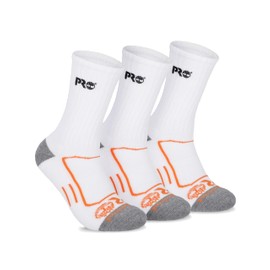 Timberland PRO Moisture Wicking Technology Mens Socks, Arch Support, Cushioned Footbed, Mesh Venting, White, 7-12