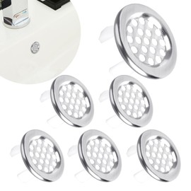 6 Pack Sink Overflow Ring Bathroom Sink Overflow Trim Ring Stainless Steel Mesh Round Hole Cover for Bathroom Kitchen Sink Basin Trim Overflow Cover
