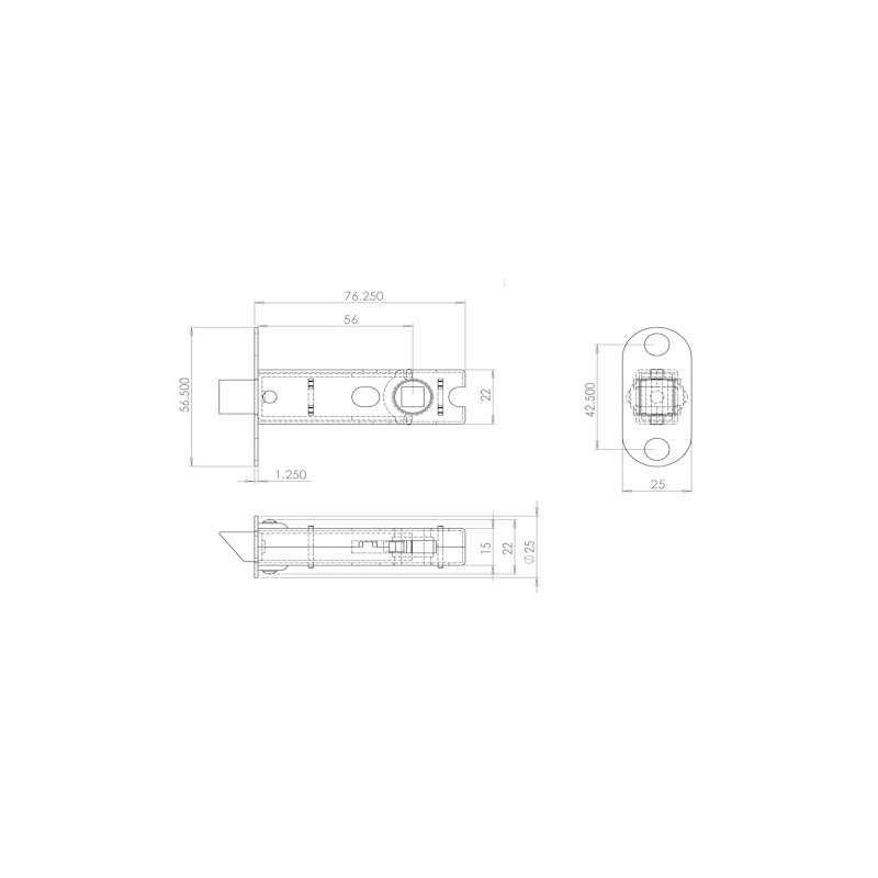 Carlisle Brass BTL30AB/RP 76mm Bolt-Through Tubular Latch with 8mm Follower,