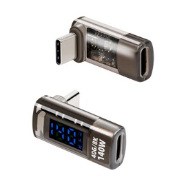 YANBORONSN 270 Degree USB C Power Meter with Digital Display,PD 140W USB C Adapter,Supports Voltage,Current and Power Detection,USB Type C Male to Female for,Phone,Laptops(2 Pack)