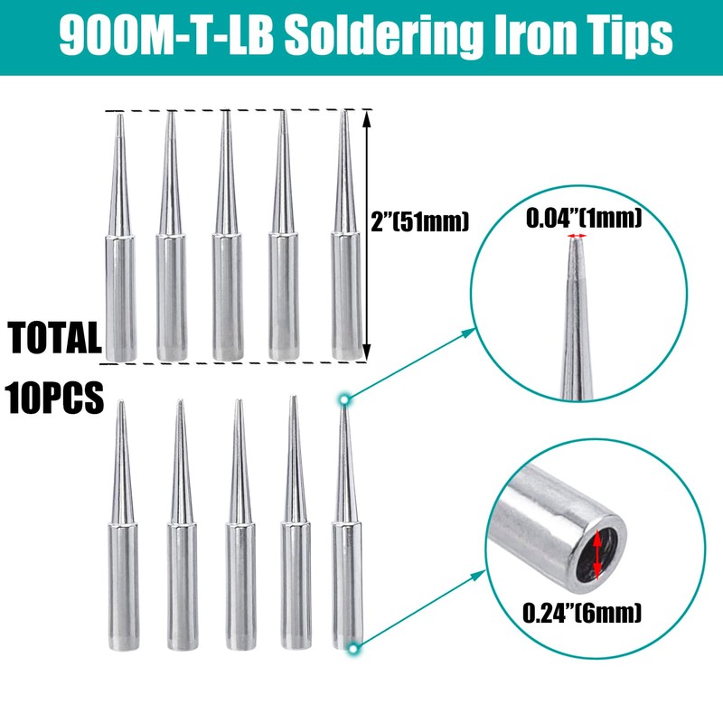 Treki 10pcs Soldering Iron Tips, 900m-T-LB Solder Iron Tips Replacement
