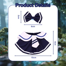 Lyreh Doll Clothes Set, Cute Naval Plush Outfit with Bow Knot and Shoes Birthday Gift Plush Outfit Accessories for 6.7in Doll Only Include Clothes and Shoes