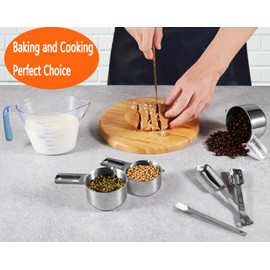 Measuring Cups and Spoons Set of 19 - Stackable Stainless Steel Measuring Cups Spoons & Plastic Measuring Cup for Dry and Liquid Ingredients, Cooking & Baking Kitchen Gadgets