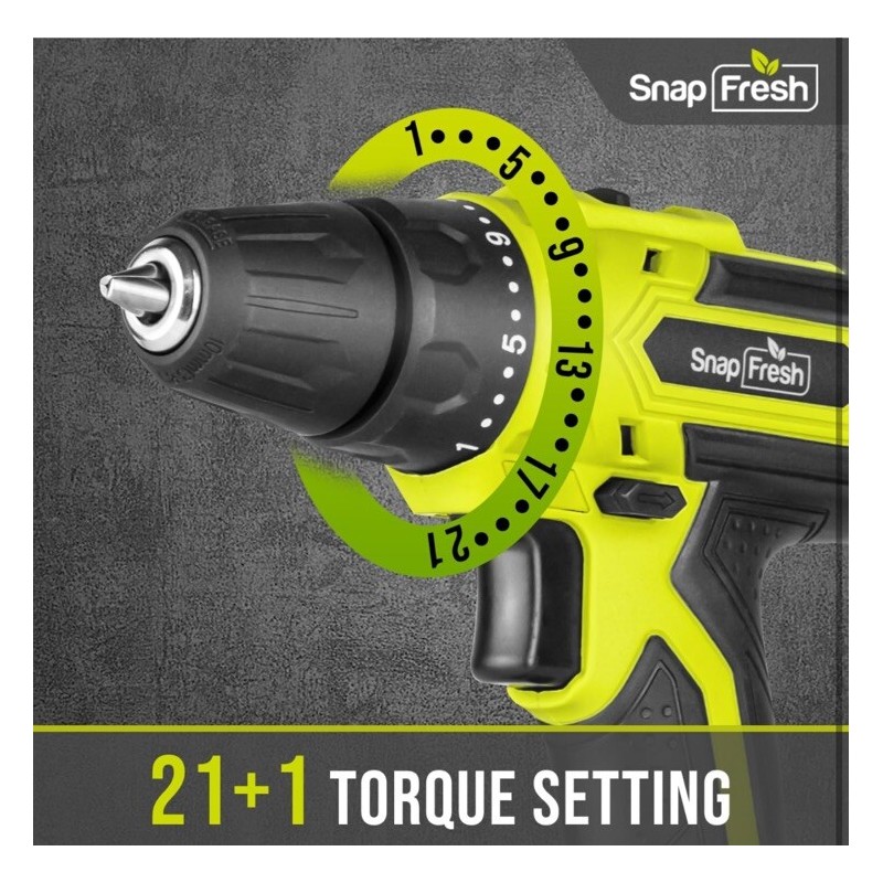 Snapfresh 20V Cordless Drill W/ Battery, Charger, 43 Pc Bit/