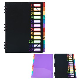 KARLOR Document Folder A4 Expanding File Folder 12 Compartments with Perforated Edge, Filing Folder Portable Document Bag Loose Leaf Spool Expanding File Folder File Organiser Folder Office School