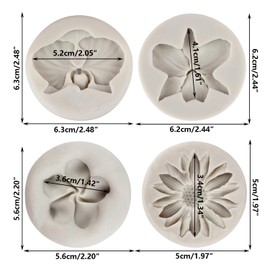 MYPRACS Orchidee Blume Silikon Fondant Formen Chrysantheme Blume Silikonform für Kuchendekoration Cupcake Topper Gummipaste Schokolade Süßigkeiten Polymer Clay 4 Stück, MY447CK