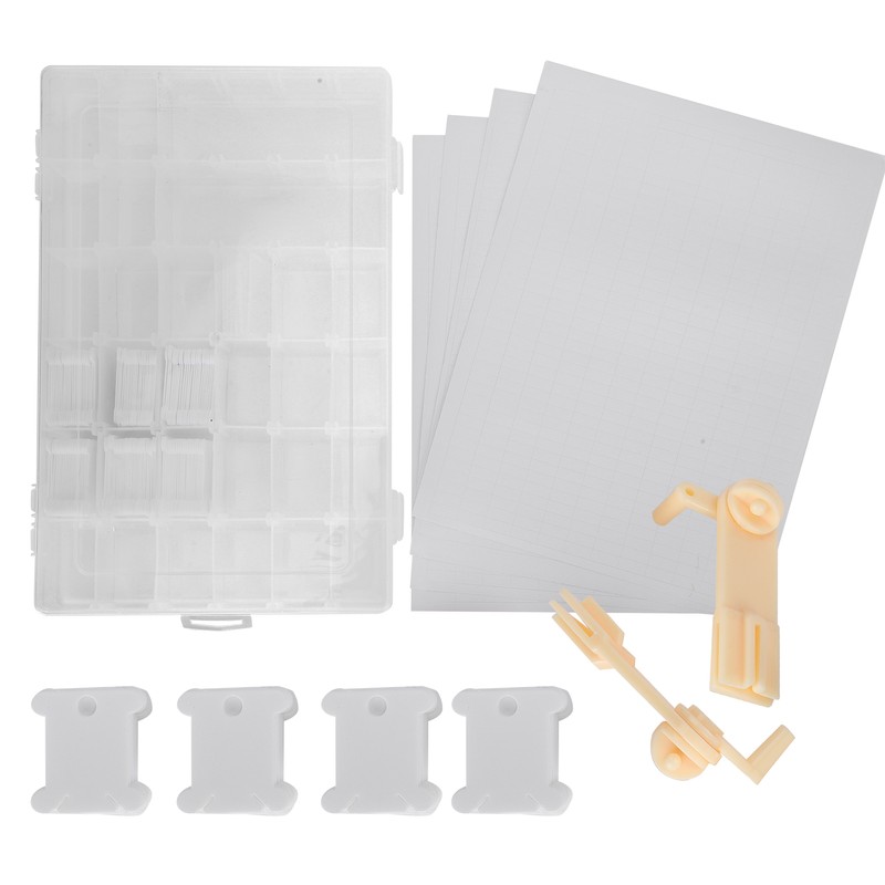 Embroidery Floss Organizer Box Milk White Cross Stitch Plastic Bobbins