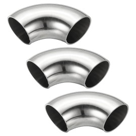 PATIKIL 3pcs 90 Degree Mandrel Bend Elbow, 32mm OD Steel Exhaust Elbow Exhaust Piping Connector 304 Stainless Steel for Exhaust Pipe Stair Handrail HVAC
