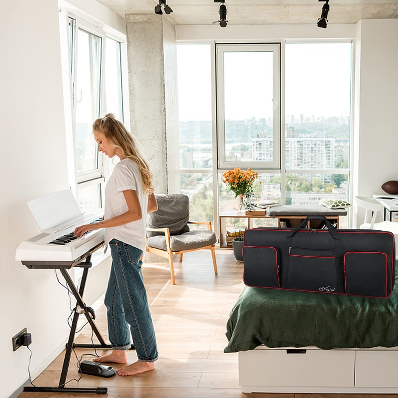 SNIGJAT 61 Key Keyboard Case, Soft Piano Bag with 0.32