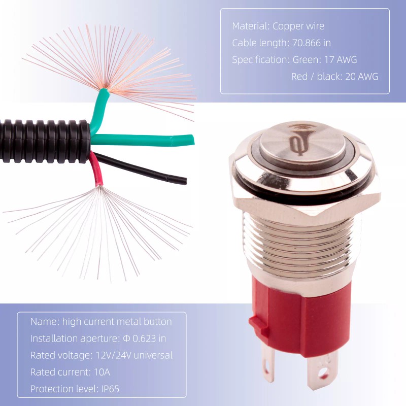 FARBIN UTV Horn Kit Switch for Golf Cart Polaris Ranger