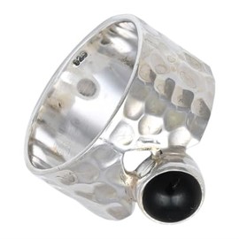 JEWELSTREZORO Onyx Edelstein Bandring Männer & Frauen Bandring Bandring 925 Sterling Silber Bandring Geschenkartikel Handarbeit TSR134L_68 (21.6)