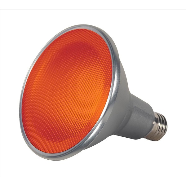Satco S9483 Par38 LED Amber 40' Beam Spread Medium Base Light Bulb, 15W