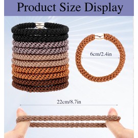 Men's Hair Ties, 10Pcs Braided Nylon Men's Hair Ties Bracelet with Metal Beads & Roman Style for Guys, Men, Women, Long Hairtype (Multicolor)