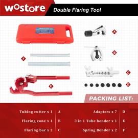Wostore Double Flaring Tool Kit with Tube Bender 1/4",5/16",3/8" and Spring Bender 1/2",5/8" for Plumbing Copper Brake Line HVAC