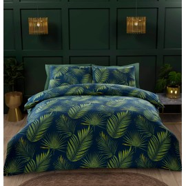 Rapport Home Palma Tropical Leaves Microfibre Duvet Cover Set Double Green