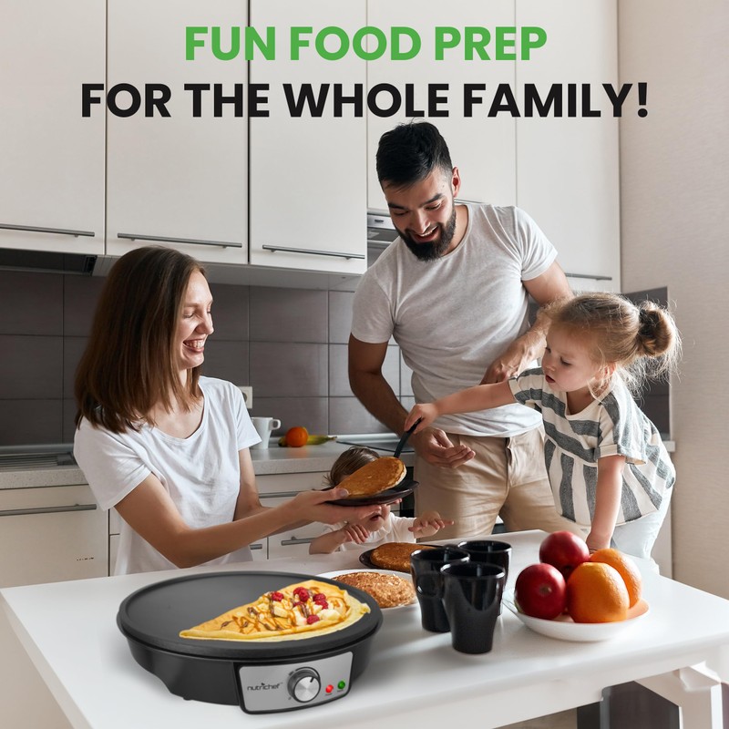 Nutrichef Electric Crepe Maker Pan & Griddle - 12 Inch