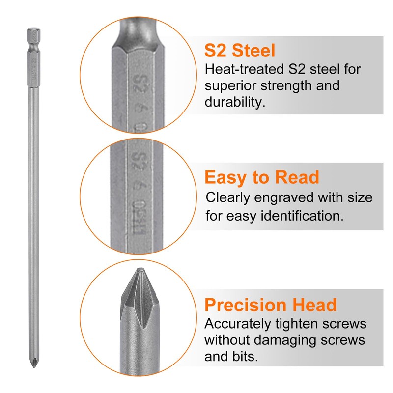 sourcing map 2pcs #1 Phillips Screwdriver Bit PH1 1/4" Hex