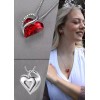 Collar Corazón Cristal Rojo SmileBelle Plata 925 Chapado Platino 45cm