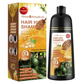 XYZCREATIVE Chestnut Brown Hair Dye Shampoo 3 in 1 for Women & Men 100% Gray Hair Coverage - Herbal Ingredients Natural Plant Hair Color - Hair Dye in Minutes 500ML