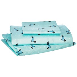 Intelligent Design Microfiber Cozy Bed Sheet Set, Modern All Season Bedding & Pillowcases, Premium 14" Elastic Pocket Fits up to 16" Mattress, Twin Aqua Dogs 3 Piece