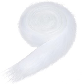 Faux Fox Fur Fabric Shaggy White 2 Inch x 6Yard Faux Fur Trim Ribbon Christmas Trimming Faux Fur Fabric Roll for Christmas Tree Decor or DIY Craft Costume (2 inch x 118 inch, White)