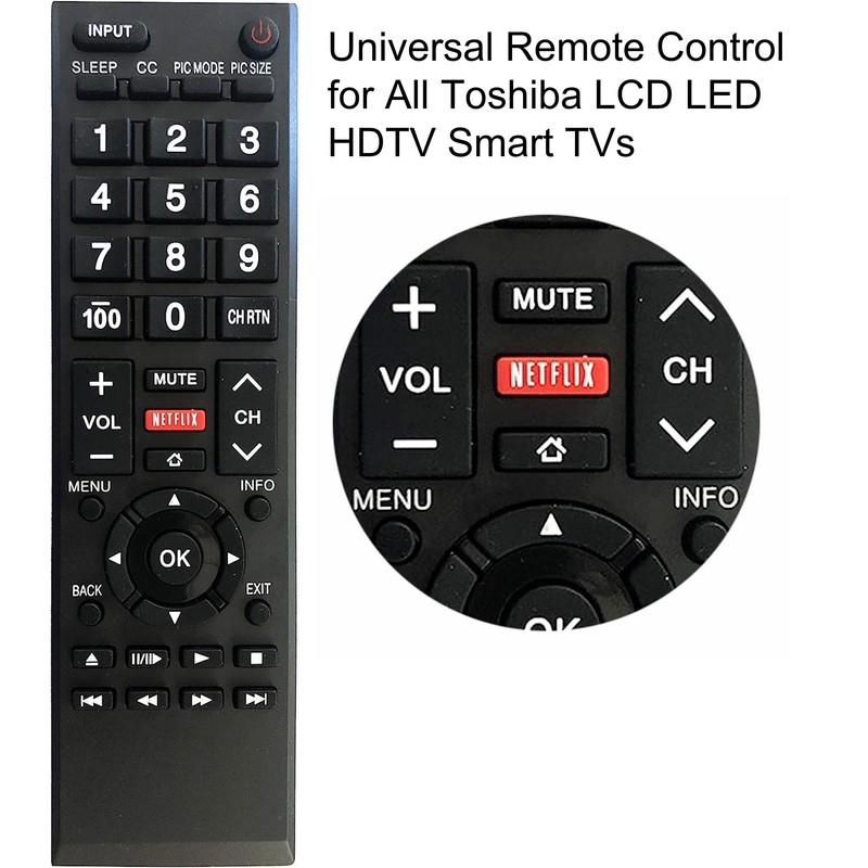 Universal Remote Control for All Toshiba TVs, LCD, LED, Smart,