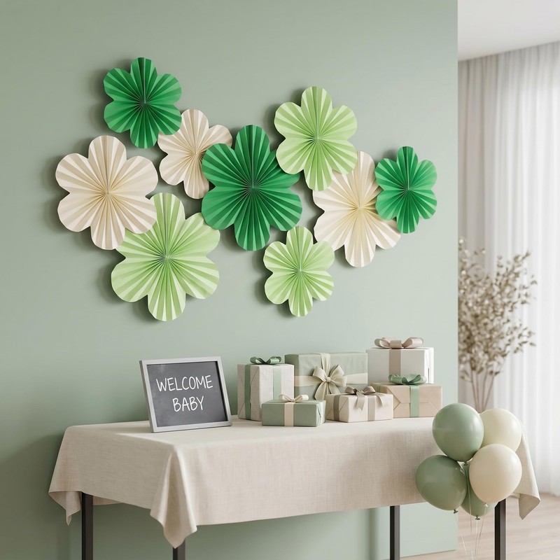 2 Pcs Flower Banner with Paper Flower Fans, Floral Garland