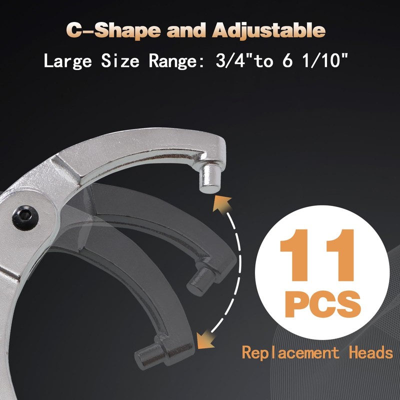 ATNHYING 12pcs Adjustable Spanner Wrench Sets with Replaceable Head, C-Shape