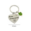 WOO MANTO Heart Keyring with Clover Leaf Pendant, Mama, Ich