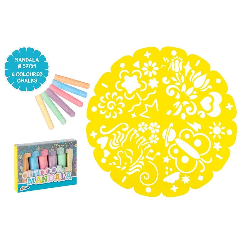 Grafix Outdoor Mandala Stencil and Plaster Chalk Set 6 Colors
