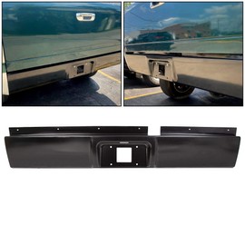 HECASA Rear Roll Pan Compatible with 2002-2008 Dodge Ram 1500/2003-2009 Ram 2500 3500 Full Size Pickup w/License Plate Part w/LED Light Kit Rollpan Steel Black