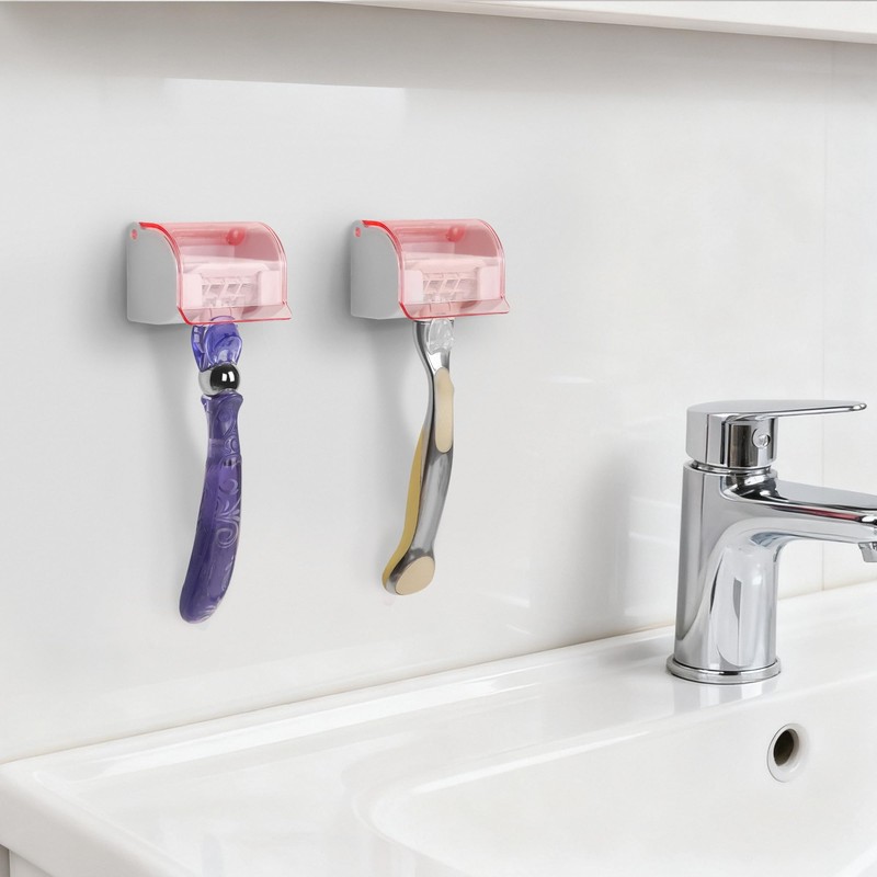 LUEXBOX 2 Pack Razor Holder with Cover for Shower Wall,