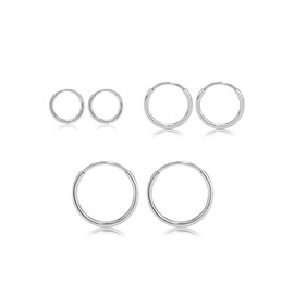 Limerencia G23 Titanium Slim Huggie Hoop Earrings, Hypoallergenic F136 Implant Grade Pure Titanium for Sensitive Ears (3 Pairs Set Silver)