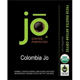 COLOMBIA JO: 2 lb, Organic Ground Colombian Coffee, Medium Roast, Fair Trade Certified, USDA Certified Organic, 100% Arabica Coffee, NON-GMO, Gluten Free, Gourmet Coffee from Jo Coffee