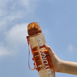 GOPPUS Clear Water Bottle With Straw 32oz Clear Sports Water Bottles Motivational with Time Marker Tritan BPA Free Clear Plastic Water Bottle Wide Mouth for Gym Travel Home School Office