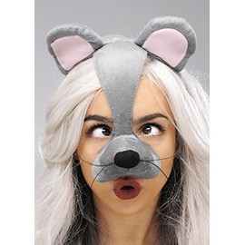 Struts Grey Mouse Mask Headpiece On Headband with Ears and Nose