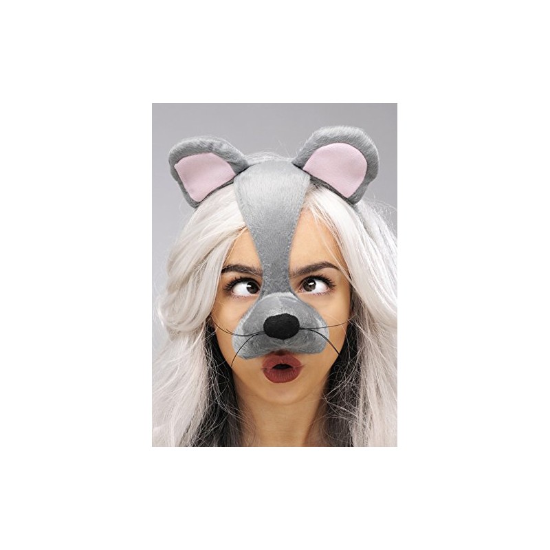 Struts Grey Mouse Mask Headpiece On Headband with Ears and