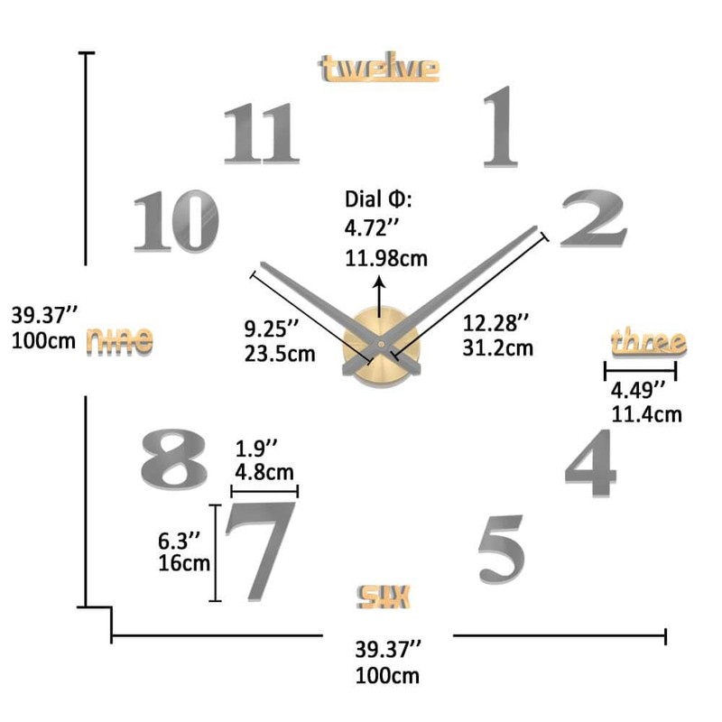 VANGOLD Giant Wall Clock for Living Room Decor, Decorative Wall