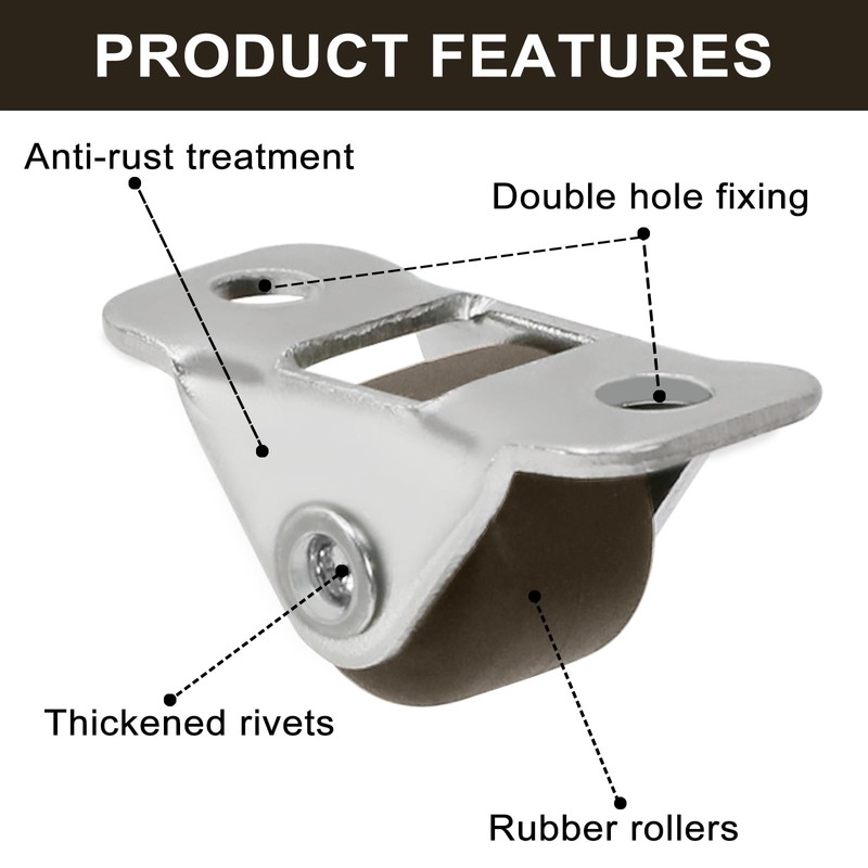 8-Pack Mini Caster Wheels with 16 Screws & Double-Sided Adhesive